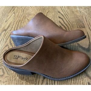 Eurosoft by Sofft Shoes Womens Size 8.5 Mule Block Heel Slip On Casual Brown